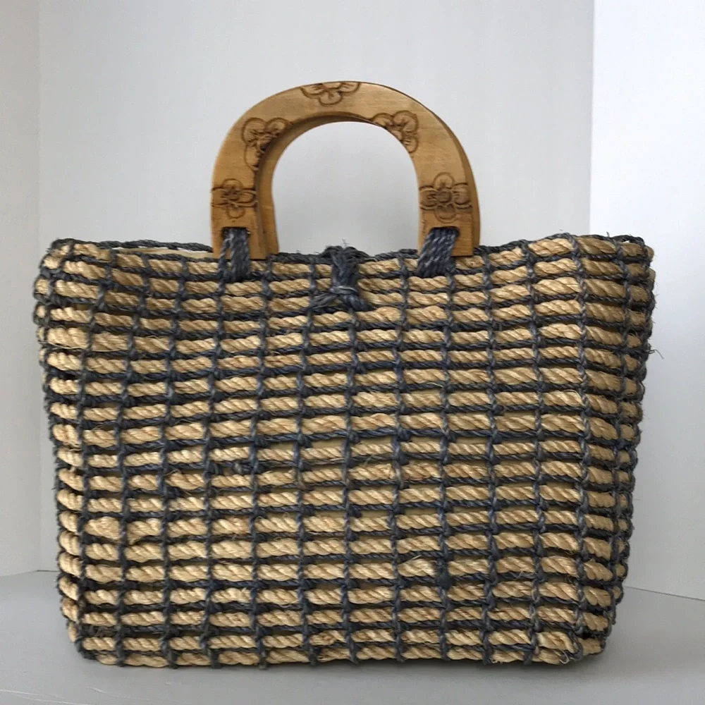 Talbots Bohemian Flowers Rope Woven Handbag